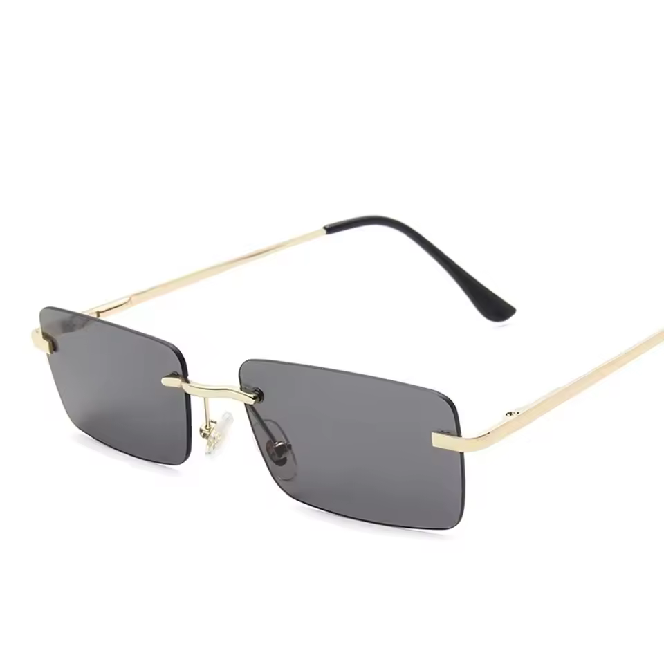 Rimless Rectangle UV400 Driving Square Small Size Sun Glasses - Image 13