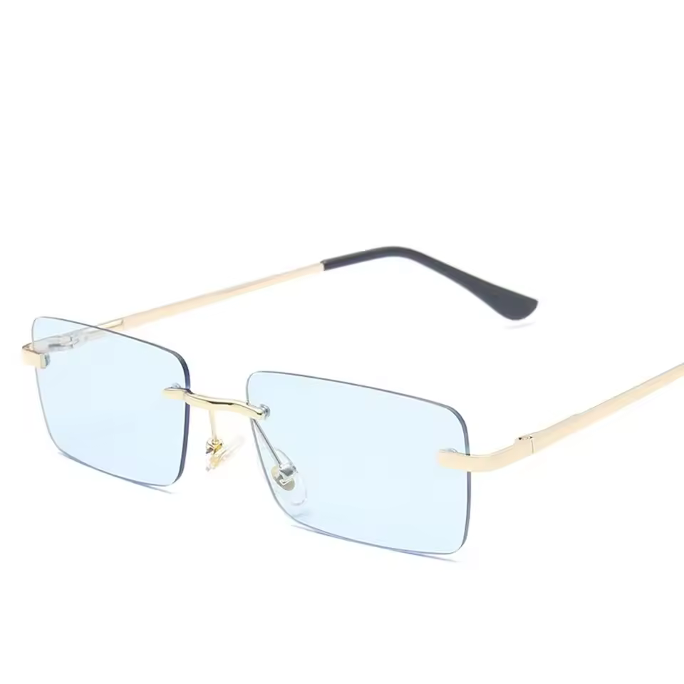 Rimless Rectangle UV400 Driving Square Small Size Sun Glasses - Image 14