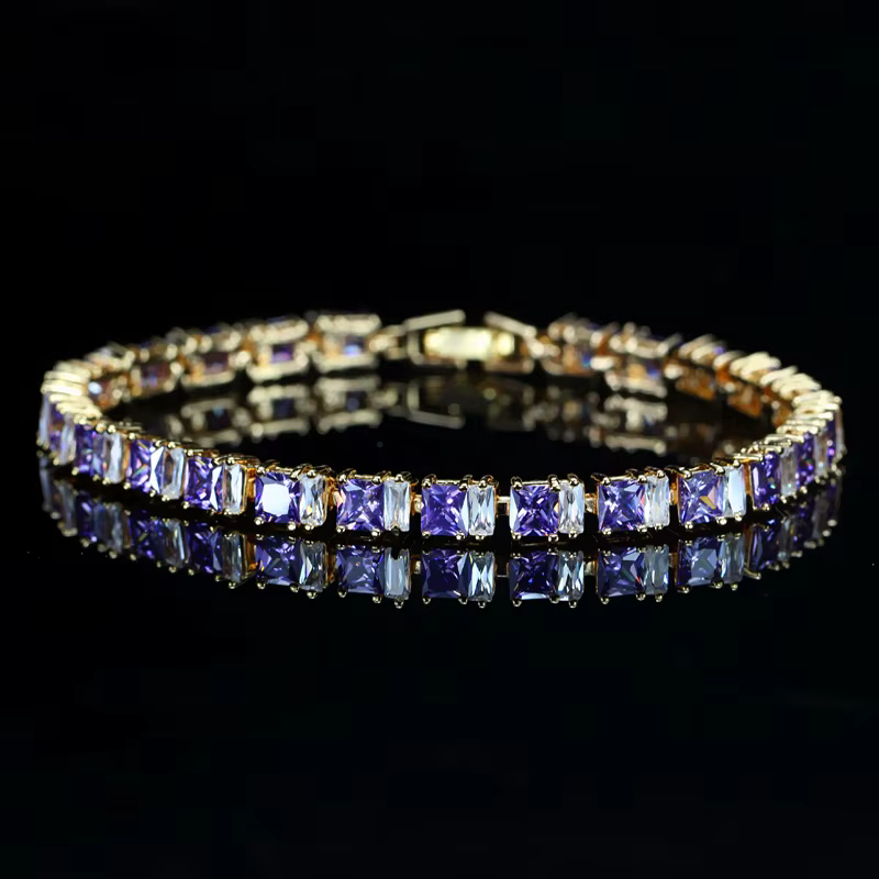 Shiny Square Zirconia Bridal Wedding Party Tennis Bracelet - Image 3