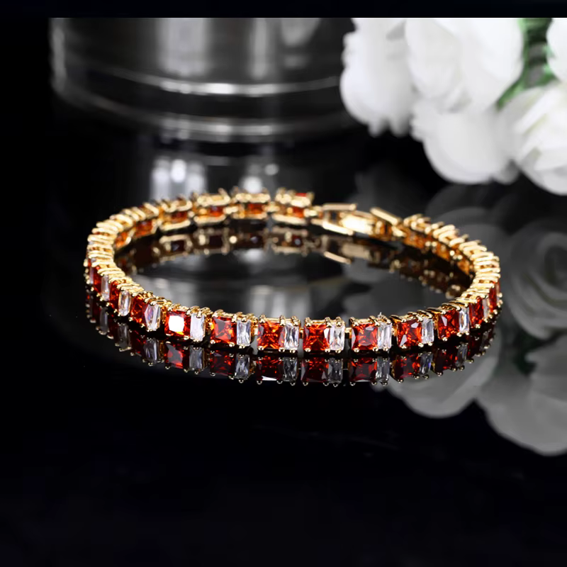 Shiny Square Zirconia Bridal Wedding Party Tennis Bracelet - Image 2