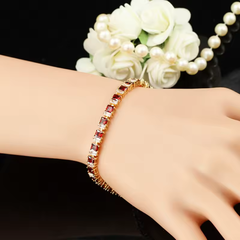 Shiny Square Zirconia Bridal Wedding Party Tennis Bracelet