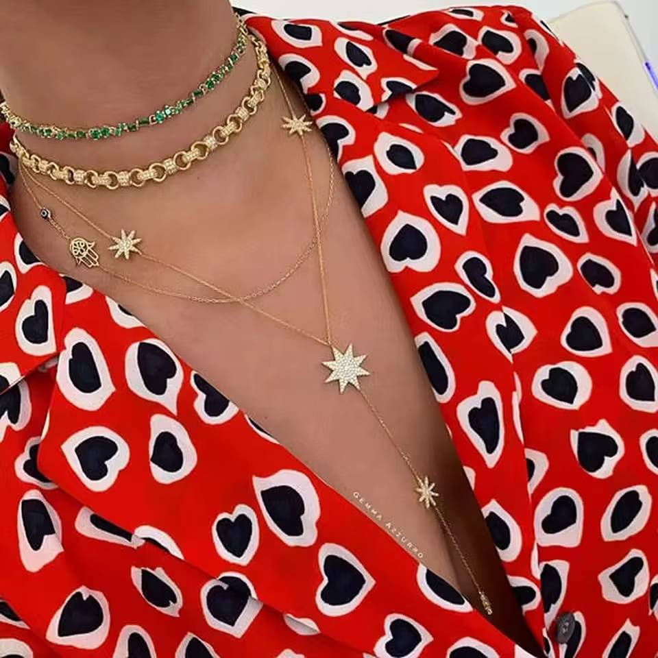 Sparking Star Charm Y Shape Long Lariat Link Chain Necklaces - Image 3