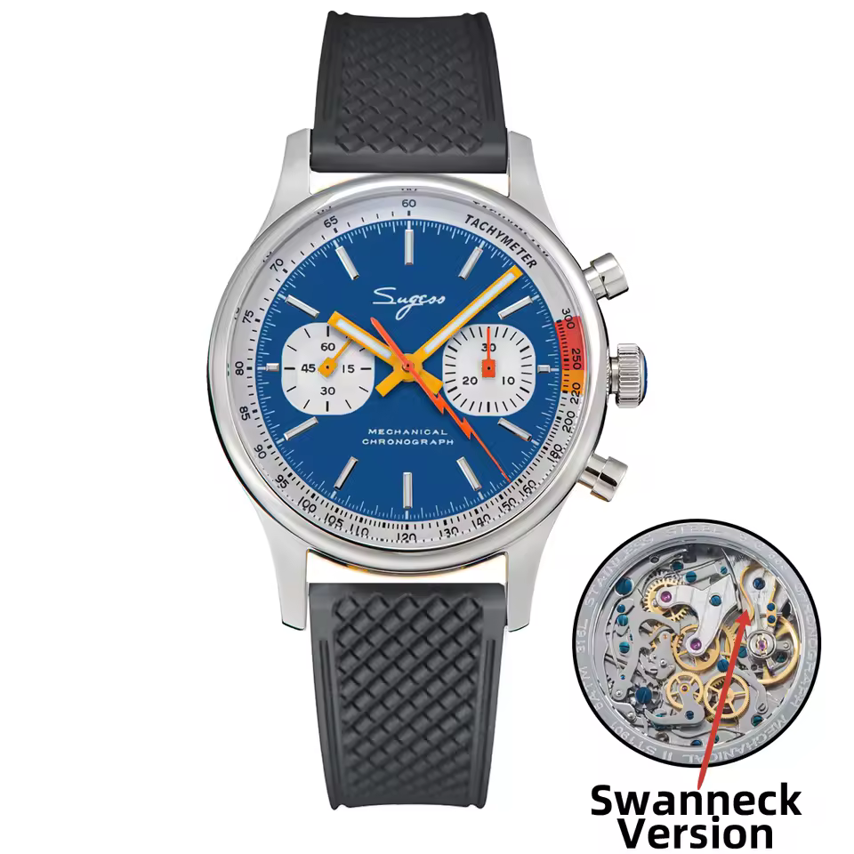 Swanneck Movement Pilot Sapphire Crystal Racing V2 Chronograph Mechanical Wristwatches