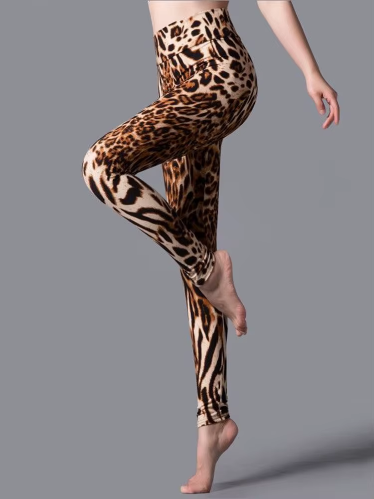 Casual Big Leopard Printed Sportwear Workout High Waist Leggings