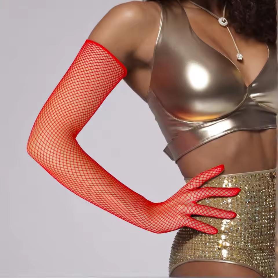 Transparent Lace Elastic Bride Long-sleeve Mesh Glove