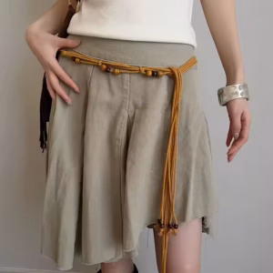 Trendy Bohemian Style Braided Waistline With Dress Belt