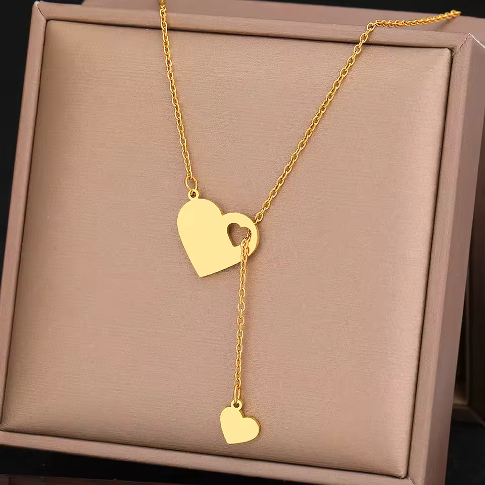 Trendy Delicate Heart Pendant Charm Chain Necklace