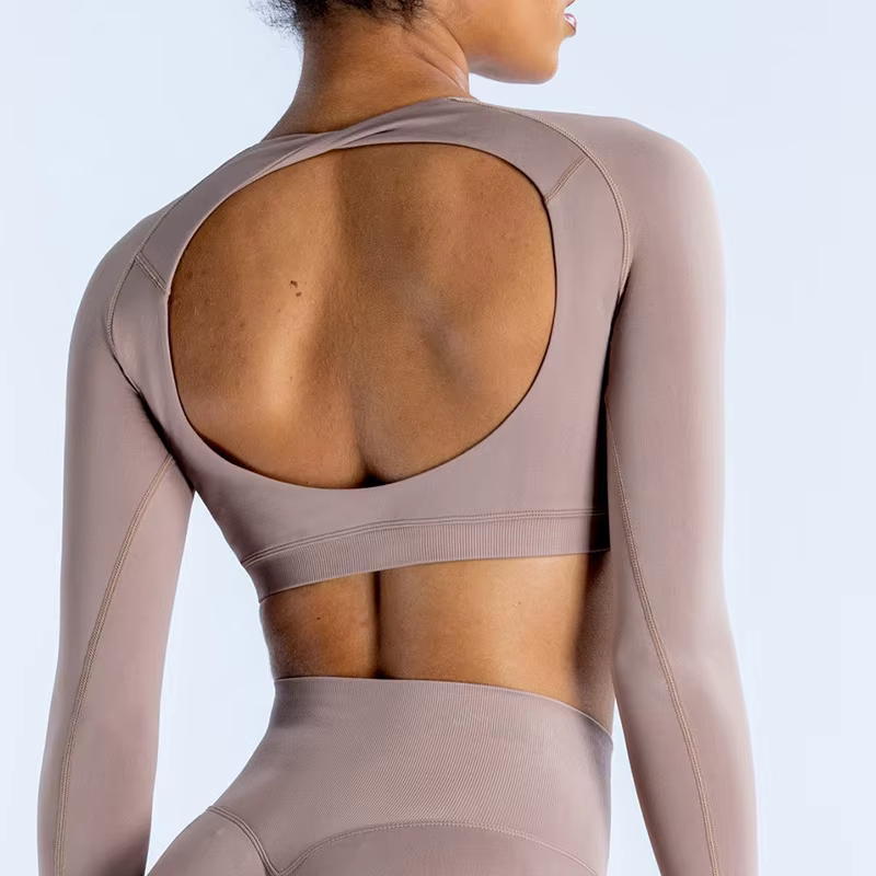 Trendy Knitted Seamless No Pocket Long Sleeves Crop Top - Image 2