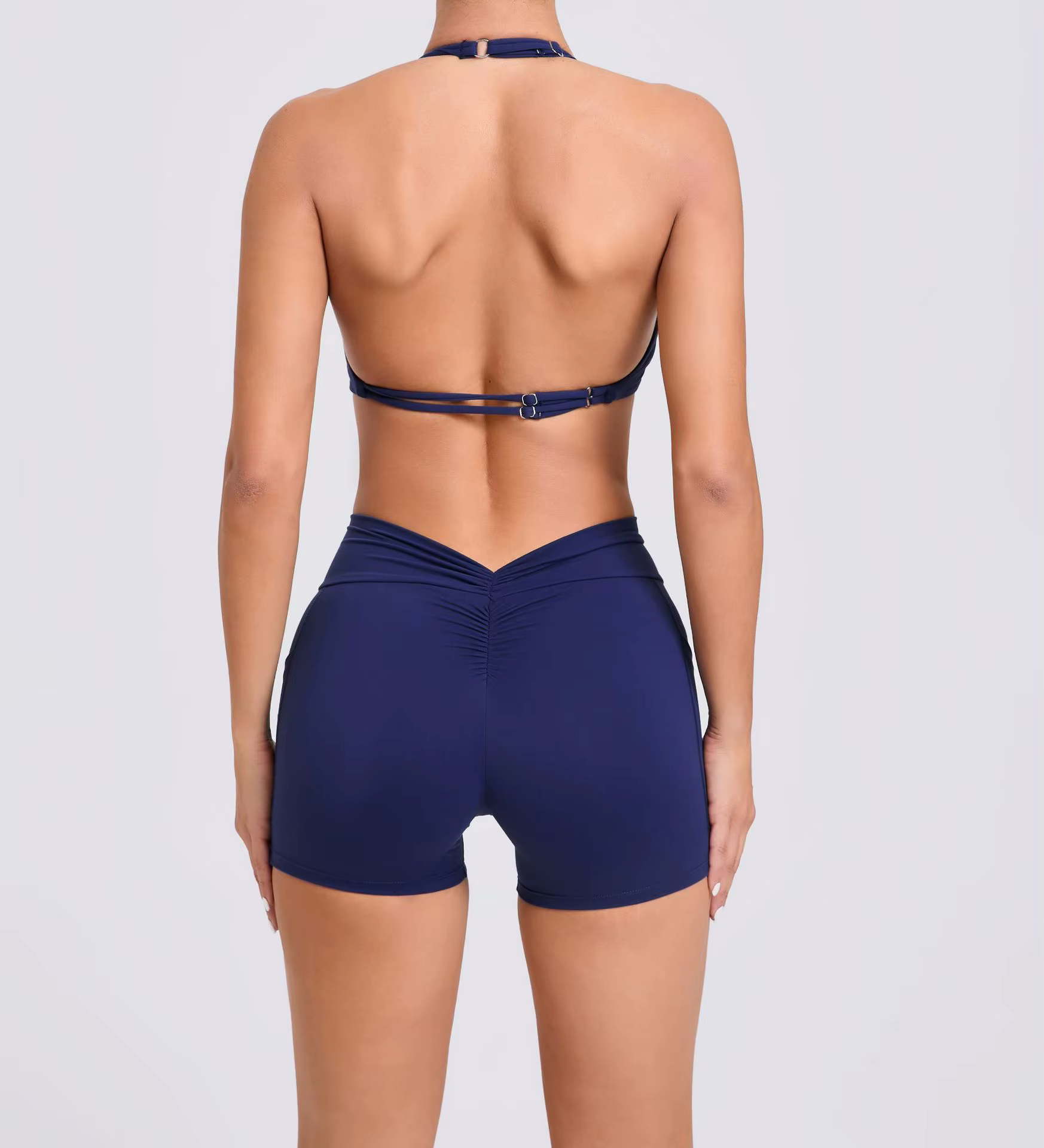 Trendy Knitted Spandex High Waist Hip-lifting Shorts Seamless Yoga Suits - Image 15