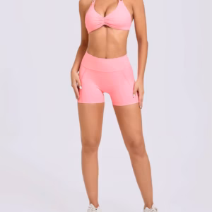 Trendy Knitted Spandex High Waist Hip-lifting Shorts Seamless Yoga Suits