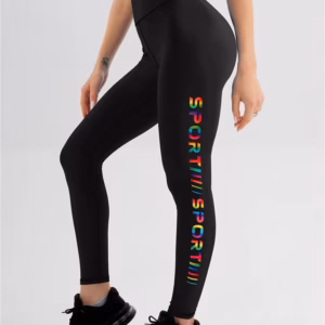 Trendy Gradient Letter Printed Tight Elastic Ankle-Length Yoga Pants