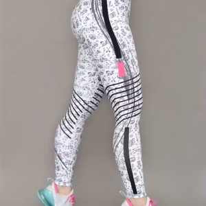Trendy Lycra Slash Pockets Sports Print Fitness Jogging Streetwear