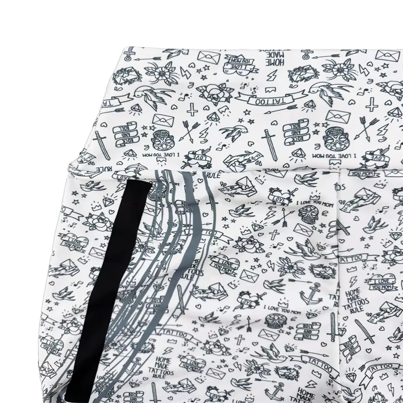 Trendy Lycra Slash Pockets Sports Print Fitness Jogging Streetwear - Image 4