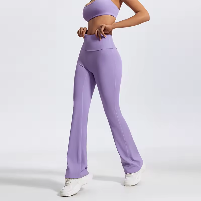 Trendy Quick Drying Yoga Gym Bra And Hight Waisted Flared Pants 2 Piece Set