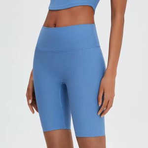 Trendy Ribbed High Waisted Cycling Sports Shorts