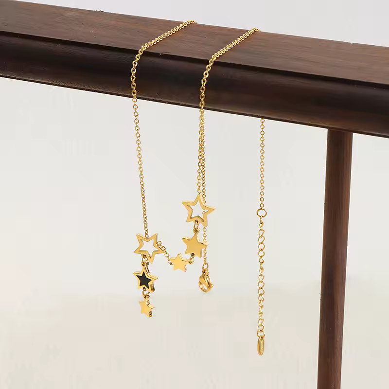 Trendy Star High Quality Stainless Steel Gold Plated Chain Pendant Necklace - Image 4