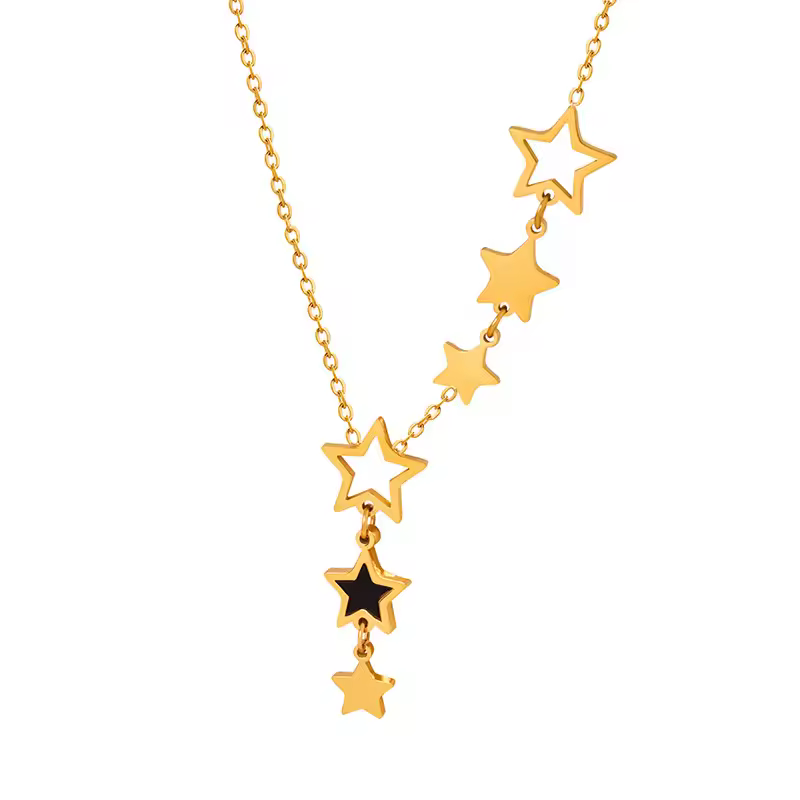 Trendy Star High Quality Stainless Steel Gold Plated Chain Pendant Necklace - Image 3
