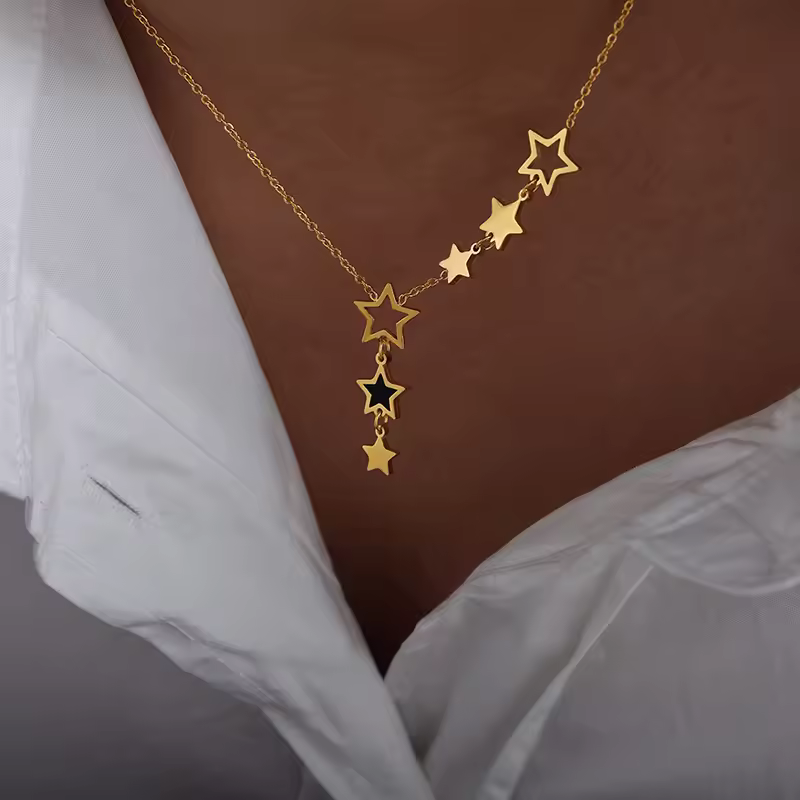 Trendy Star High Quality Stainless Steel Gold Plated Chain Pendant Necklace - Image 2