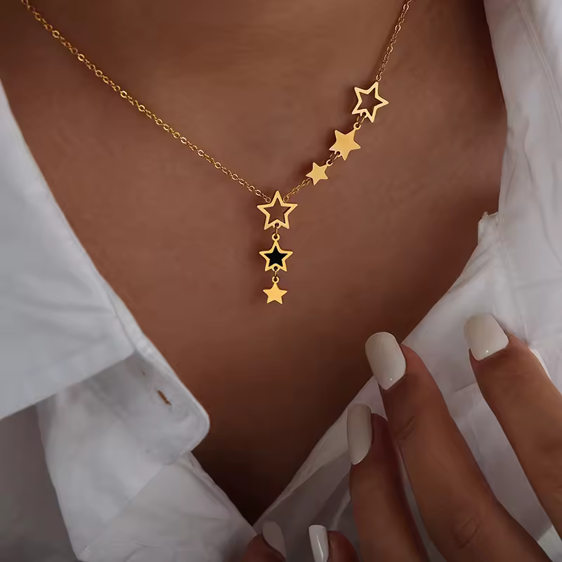 Trendy Star High Quality Stainless Steel Gold Plated Chain Pendant Necklace