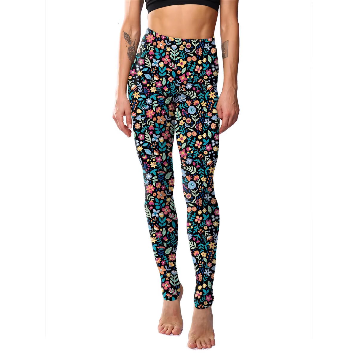 Trendy Stretchable Tights High Waist Floral Printed Leggings