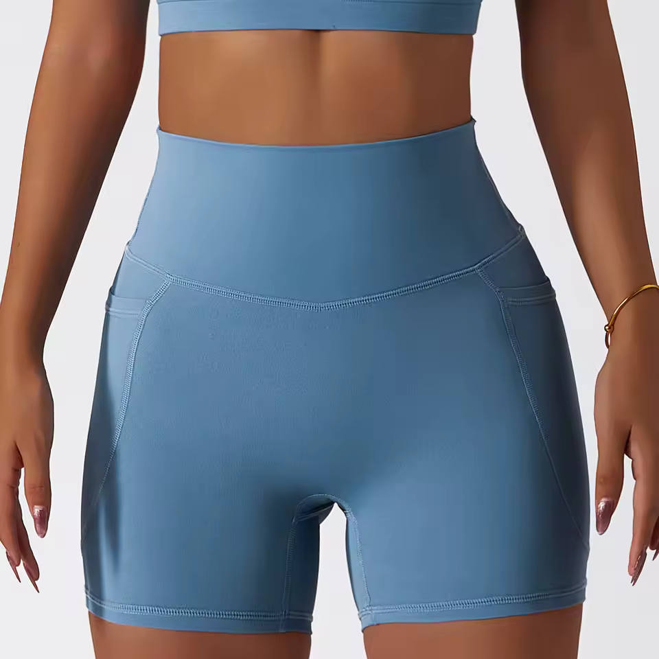 Trendy With Pocket Breathable Hip Lift High Waist Yoga Shorts