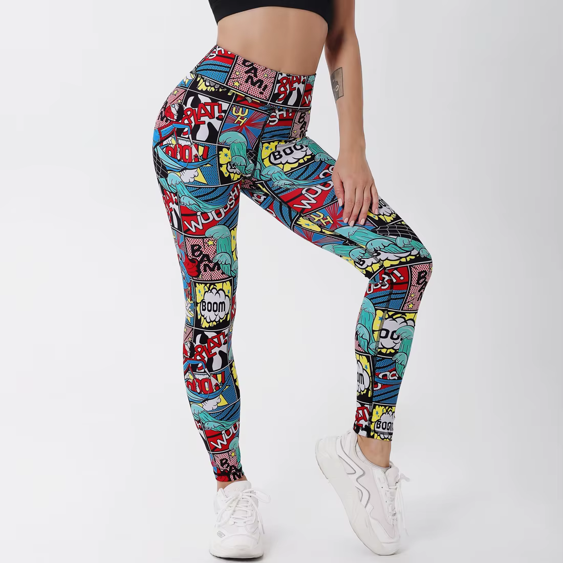 Trendy Cartoon Printed High Waist Ankle-Length Sports Legging