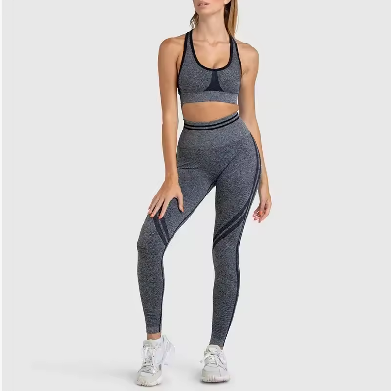Trendy Nylon Seam Pockets Seamless Hip-lifting Sleeveless Yoga Sets