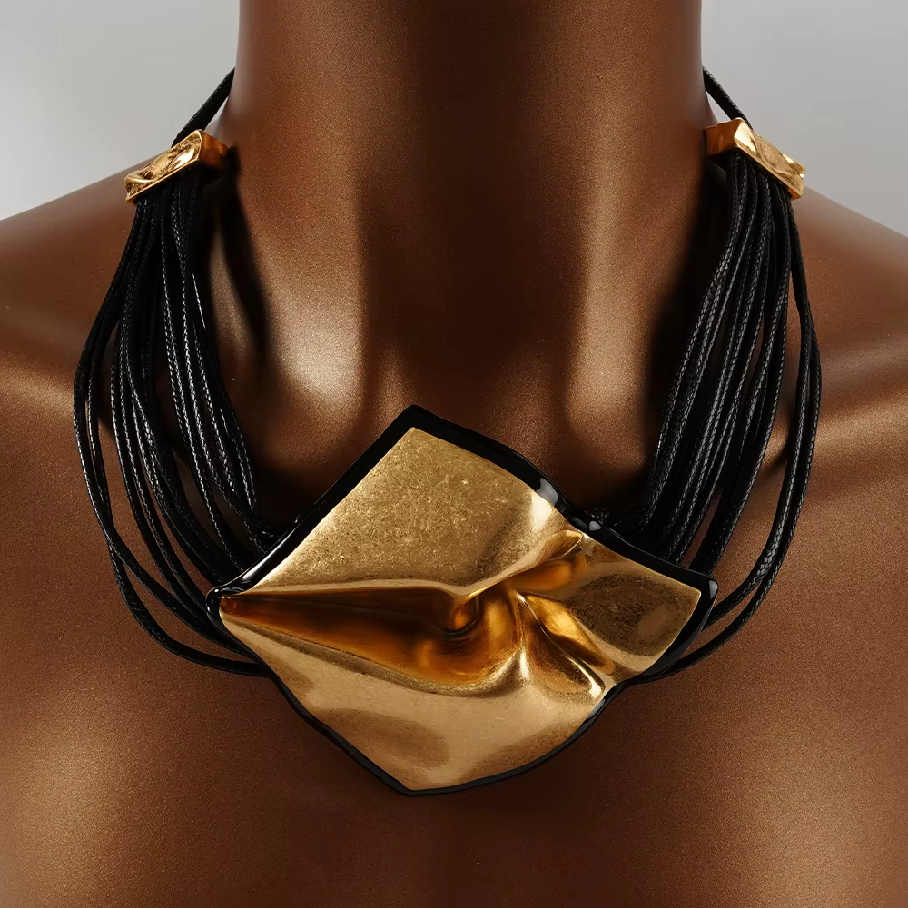 Vintage Adjustable Sweater Chain Rope Exaggerated Pendant Necklace