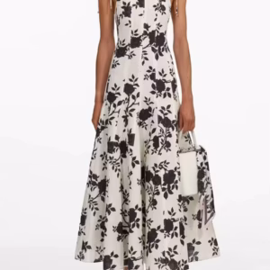 Vintage Bohemia Patchwork Floral Square Collar Sleeveless High Waist Folds Printed Dress