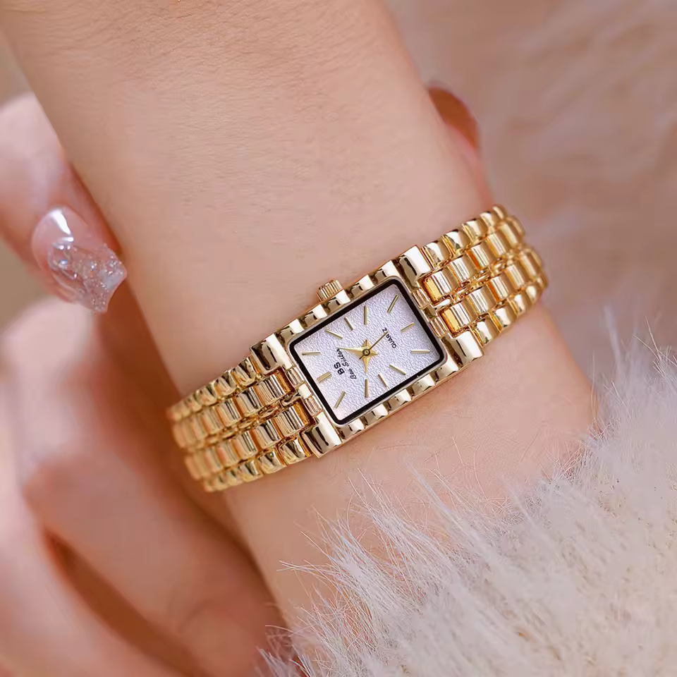 Vintage Luxury Retro Gold Rectangle Classic Stainless Steel Watch