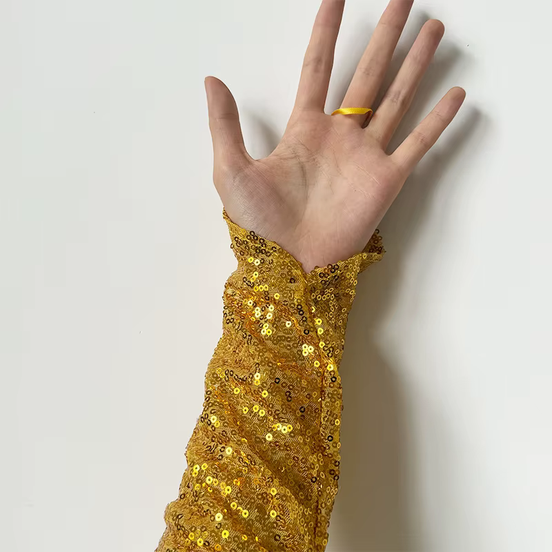 Vintage Sequins Long Hook Finger Mittens Nightclub Stage Performance Fingerless Gloves - Image 4