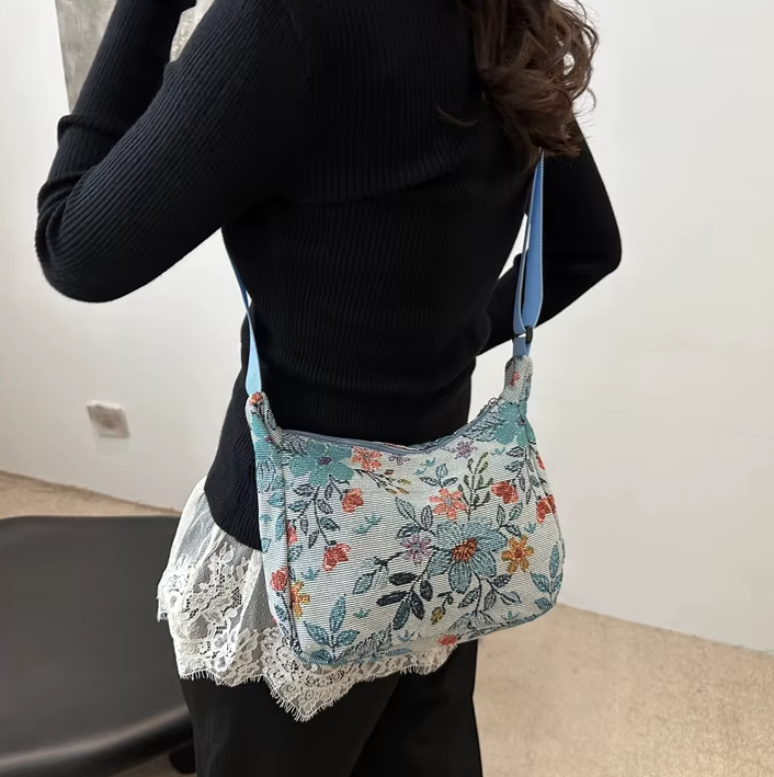 Vintage Versatile Literary Prints Crossbody Shoulder Bag - Image 3