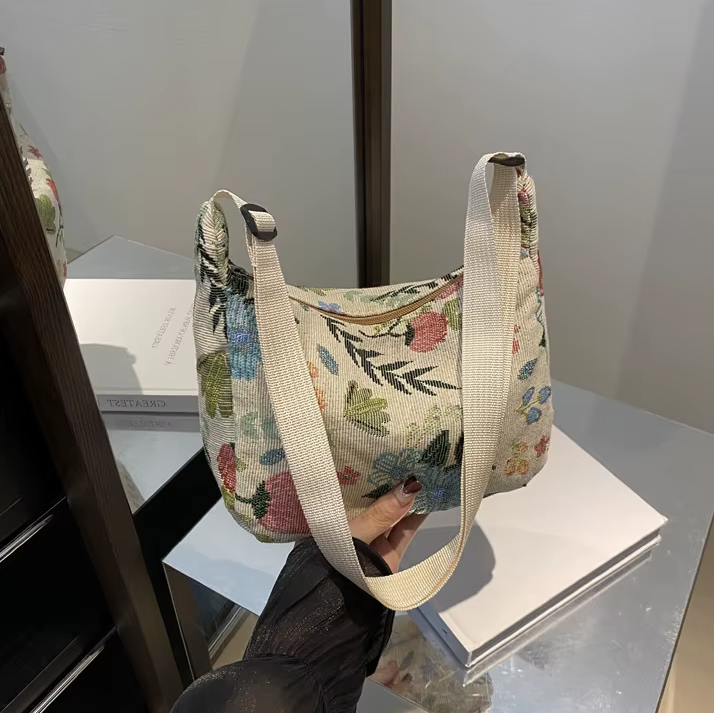 Vintage Versatile Literary Prints Crossbody Shoulder Bag - Image 5