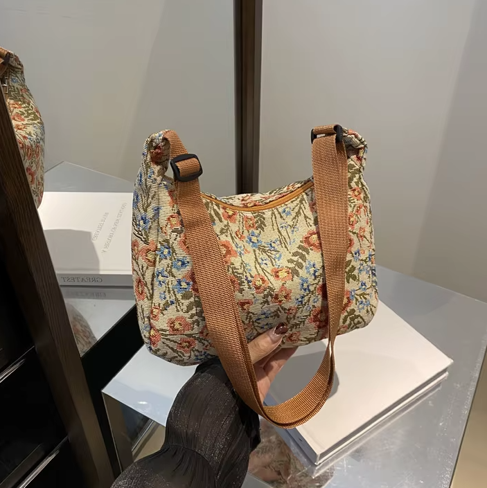 Vintage Versatile Literary Prints Crossbody Shoulder Bag - Image 7