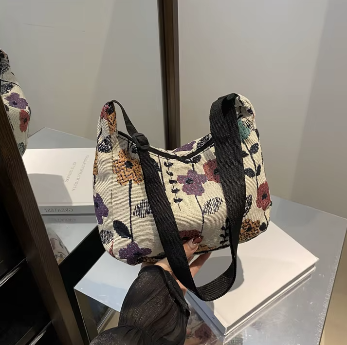 Vintage Versatile Literary Prints Crossbody Shoulder Bag - Image 9