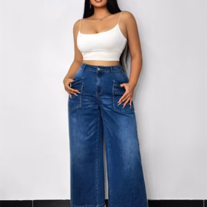 Vintage Wide Leg Flared High Waist Loose Washed Denim Pants