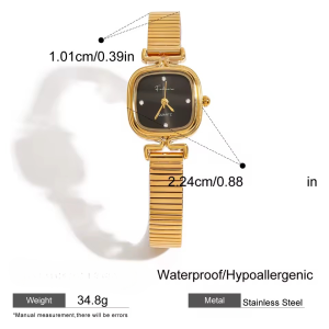 Waterproof Polished Shiny 18K Gold PVD Plated Stainless Steel Watch