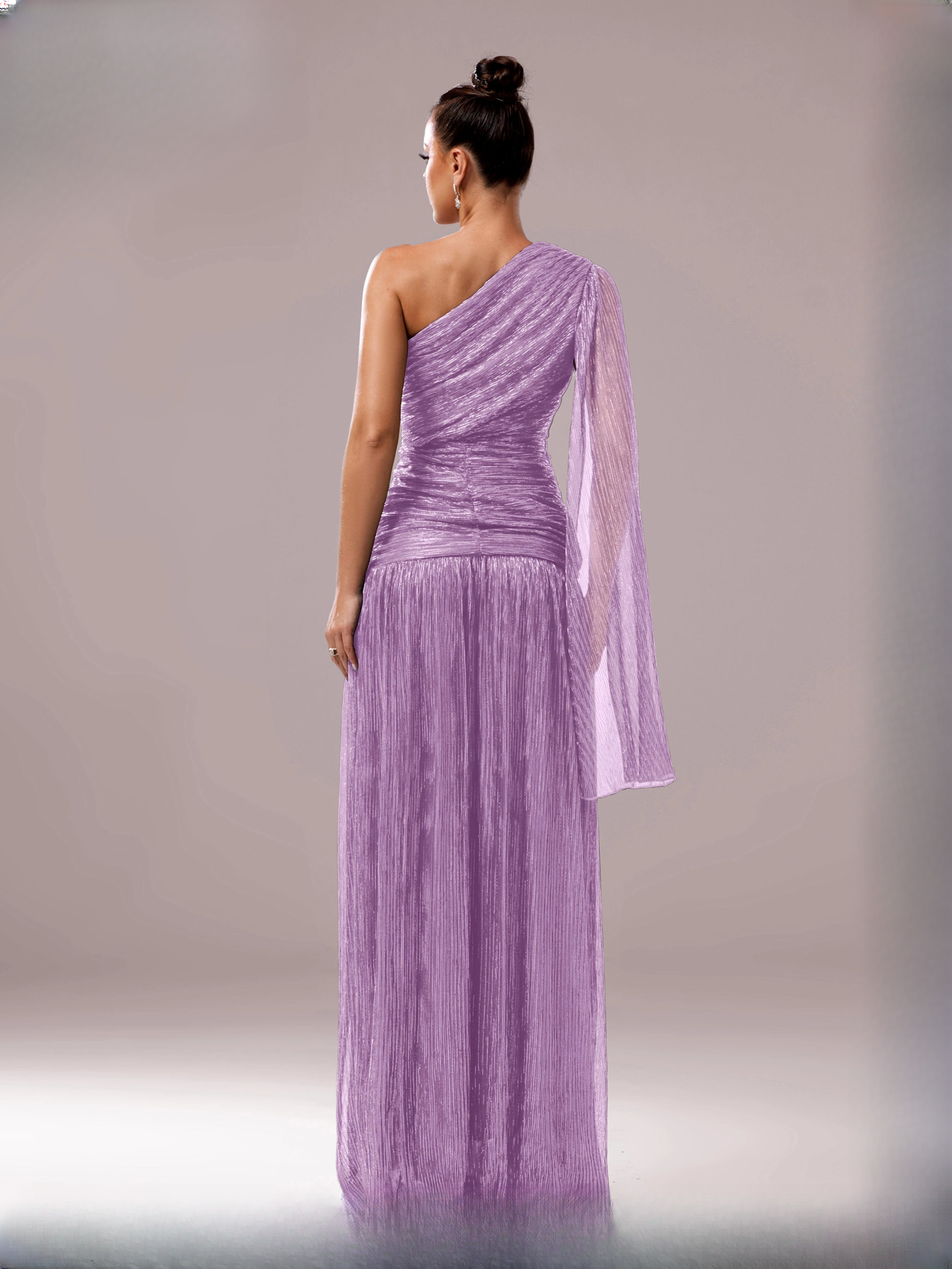 Elegant One Shoulder synthetic fiber Asymmetrical Slit Dress - Image 11