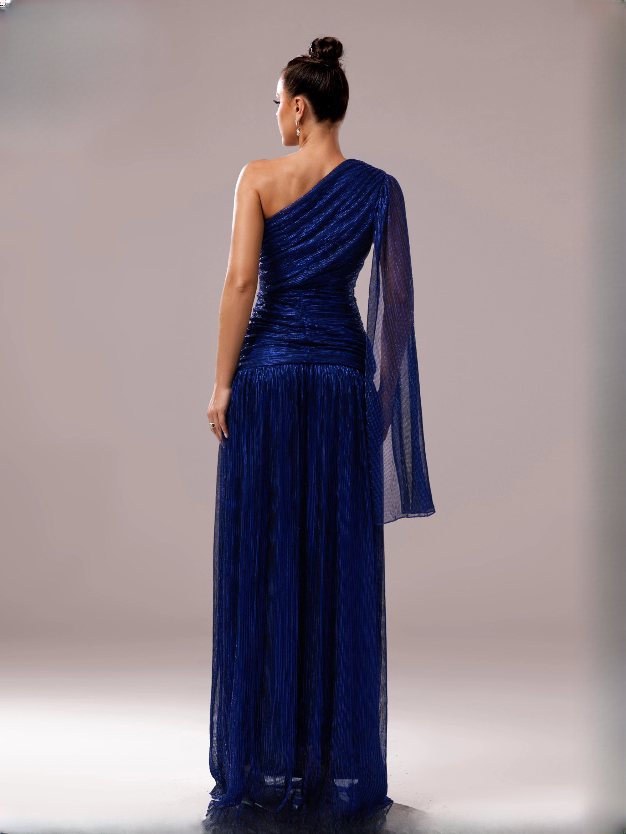 Elegant One Shoulder synthetic fiber Asymmetrical Slit Dress - Image 8