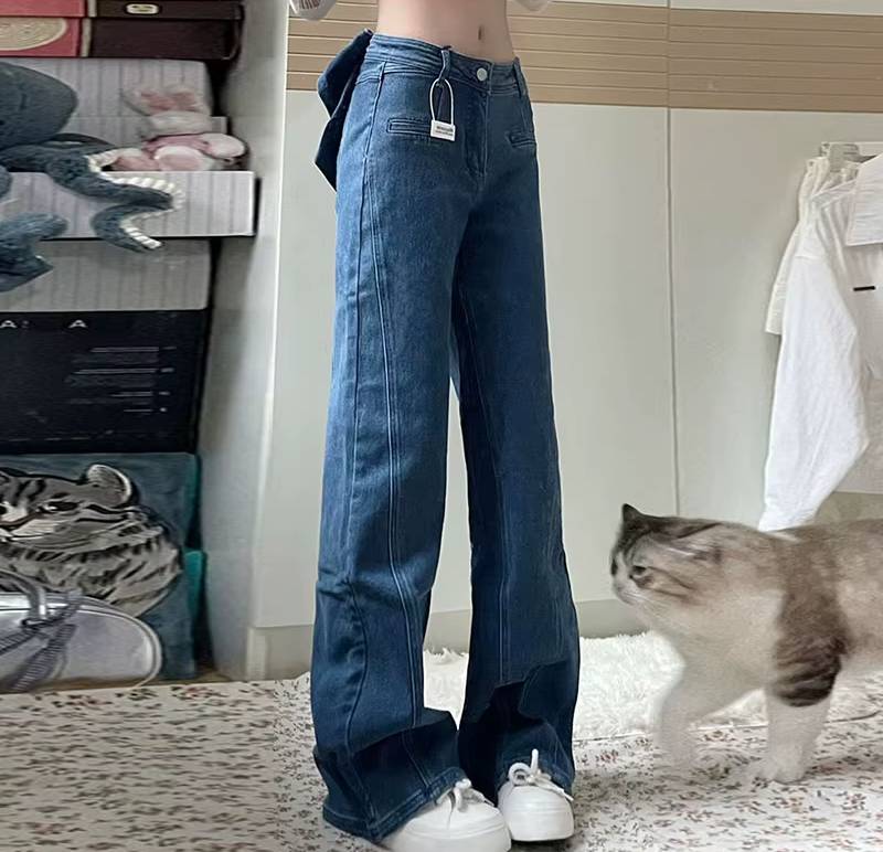 Casual Big Bow Ruffles Design High Waist Flare Slim Fit Denim Jeans - Image 6