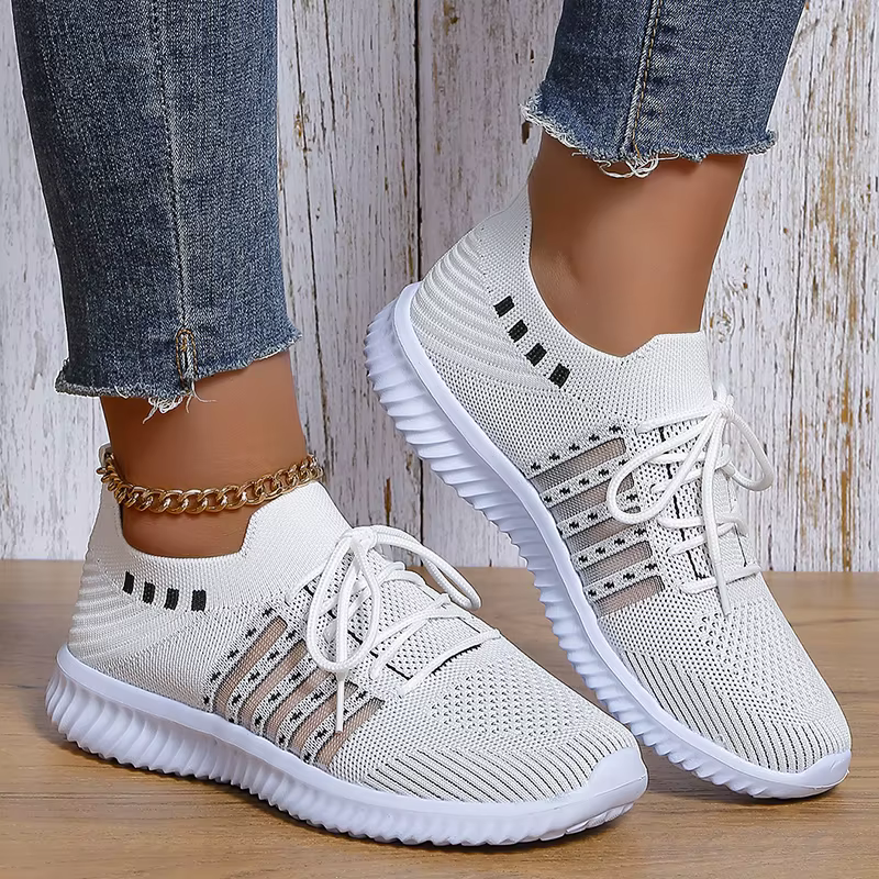 Casual Non Slip Knitted Soft Sole Round Toe Slip On Flats Sneakers - Image 7