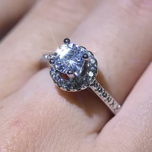 925 Sterling Silver Simulation Diamond Engagement Ring