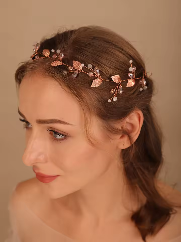 Alloy Crystal Bead Flower Bridal Wedding Party Prom Handmade Headband - Image 2