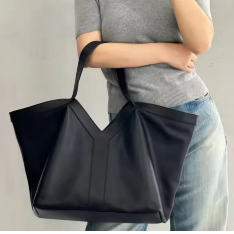 Appliques Genuine Leather Casual Tote Shoulder Bag