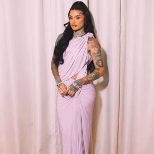 Asymmetrical Incline Shoulder High Street Concise Unique Tied Pleated Sleeveless Maxi Bodycon Dress