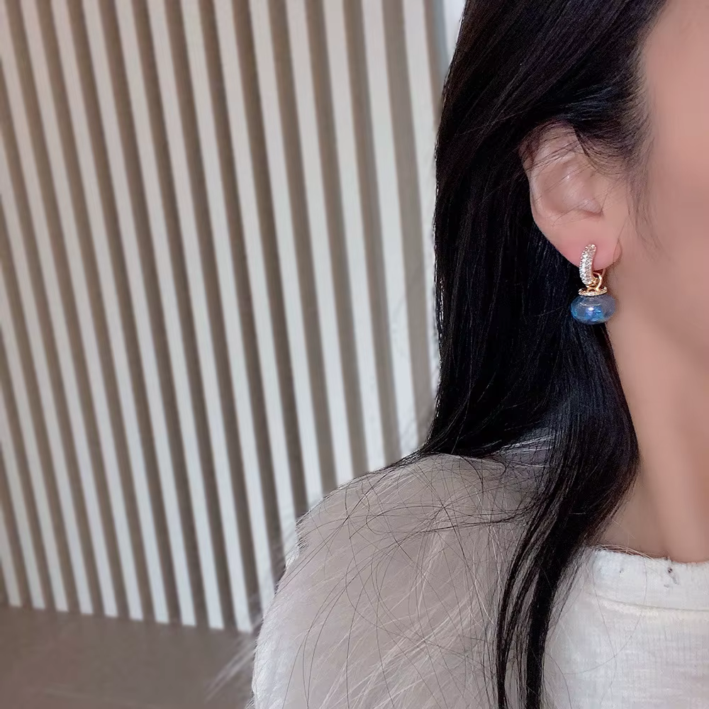 Atmospheric One Two Wear Pearl Circle Ear Button Design Eardrop