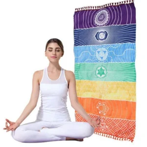 Bohemia India Mandala Rainbow Stripes Tapestry Beach Throw Towel Travel Yoga Mat