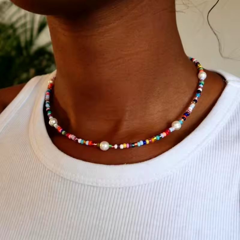 Bohemian Colorful Beads Birthday Chain Pendant Necklaces