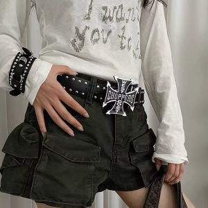 Bohemian Cross Rivet Dress Design Sense Niche Versatile Waist Belt