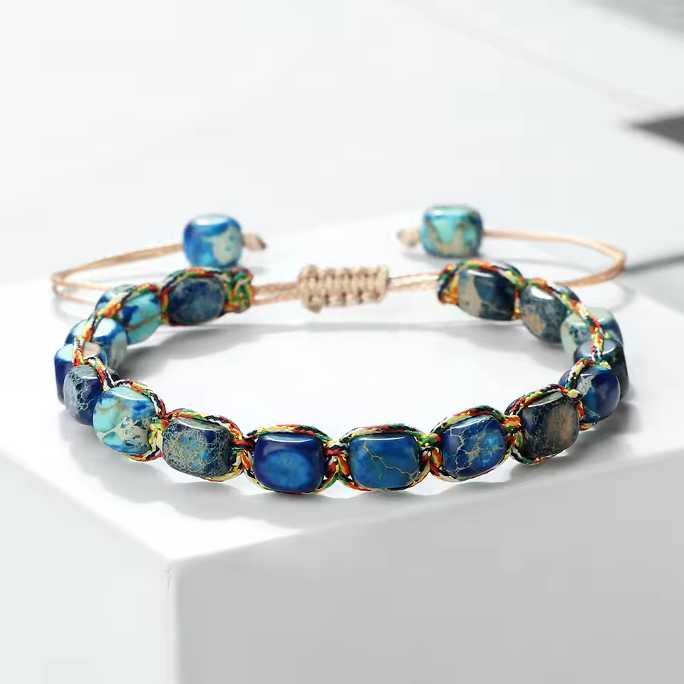 Bohemian Imperial Stone Beaded Handmade Braided String Bangles